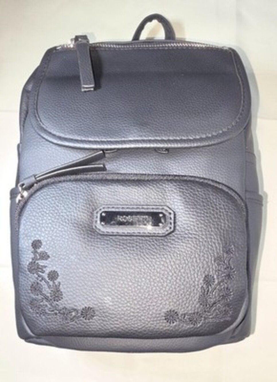 Rosetti Tinley Convertible Backpack with Embroidered Floral Detail color: Black